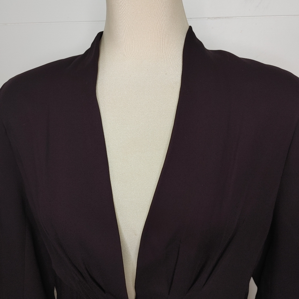Reiss Carla Eggplant Pleated Viscose Blazer Size M - Picture 2 of 14